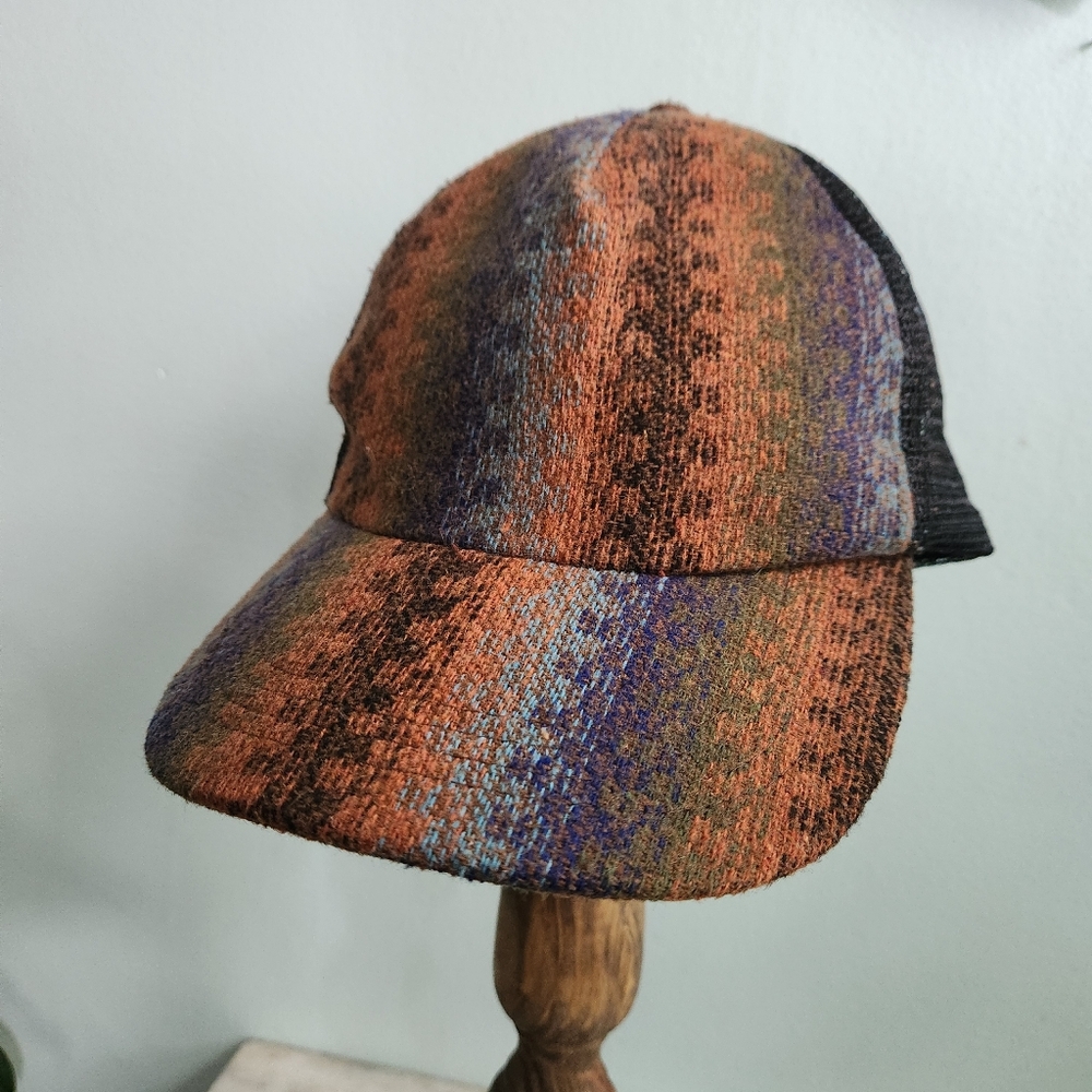 Woven Earth Tones Baseball Cap Hook and Loop Back Trucker Hat Aztec Style Print